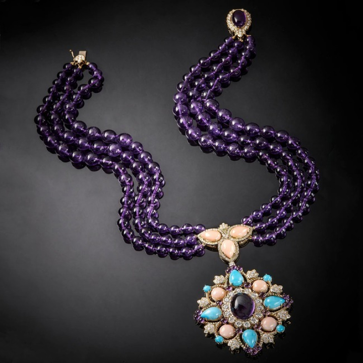 Lucrezia, Hard stone, coloured gem and diamond necklace