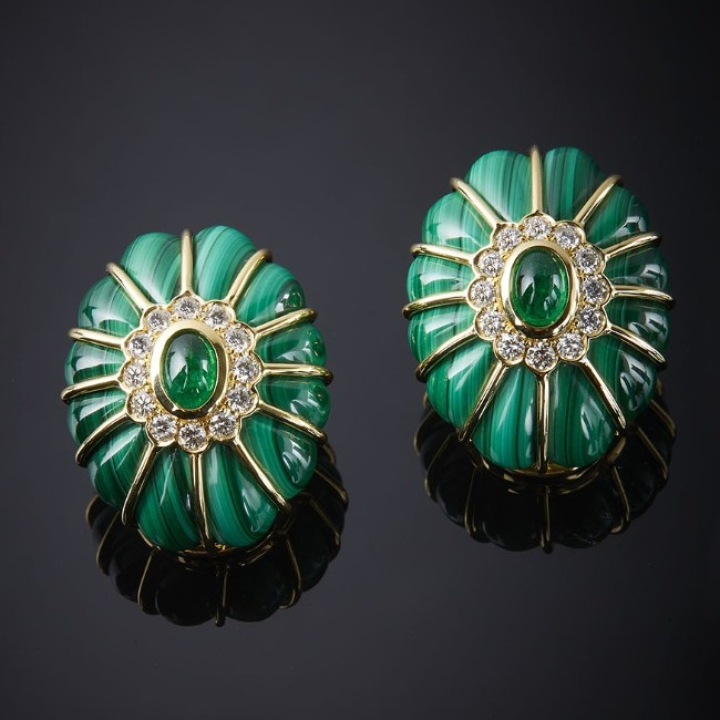 Bon Bon, Hard stone, coloured gem and diamond earrings
