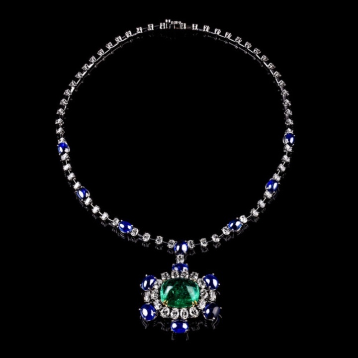 Impero , Emeralds, sapphires and diamonds necklace