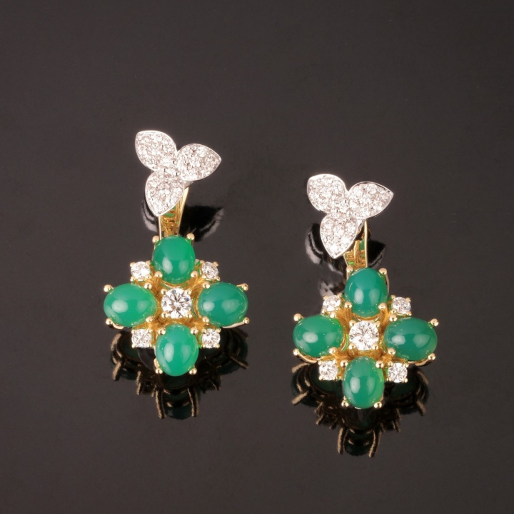 Fortuna, Hard stone and diamond earrings