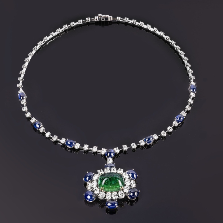 Impero , Emeralds, sapphires and diamonds necklace