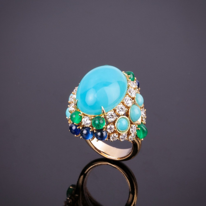 Manuela, Hard stone, coloured gem and diamond ring