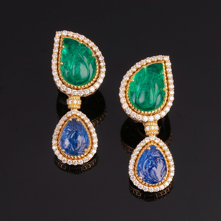 Rugiada, Coloured gem and diamond earrings