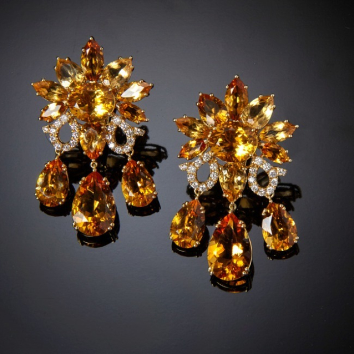 Girasole, Coloured gem&nbsp;and diamond earrings