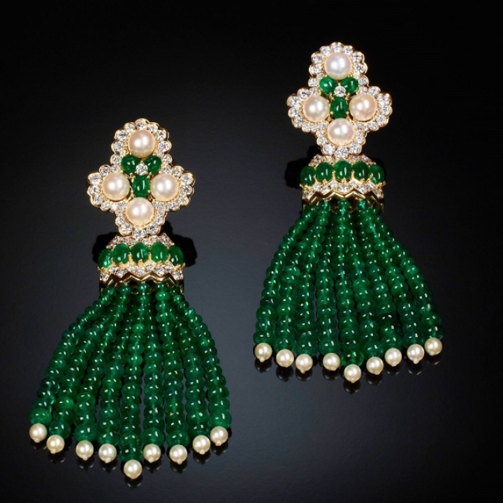 Bianca, Pearls, coloured gem and diamond earrings