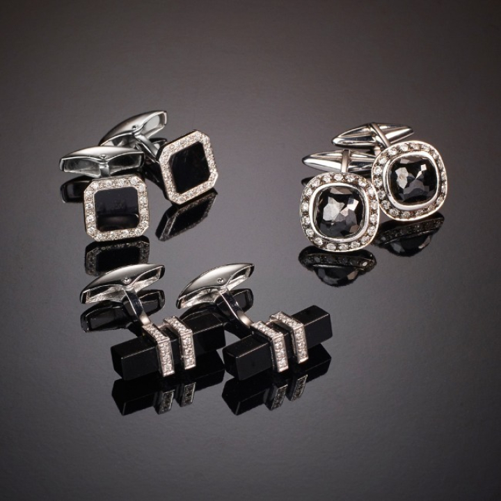 Cufflinks, A selection of onyx, black and white diamonds cuflinks.