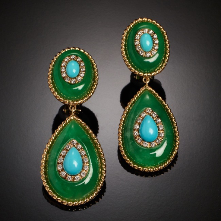 Goccia Di Mare, Hard stone and diamond earrings