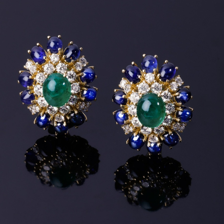 Miranda, Coloured gem and diamond earrings