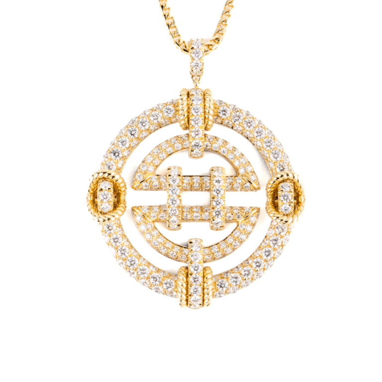 18kt Yellow Gold Necklace with pavé brilliant cut Diamonds