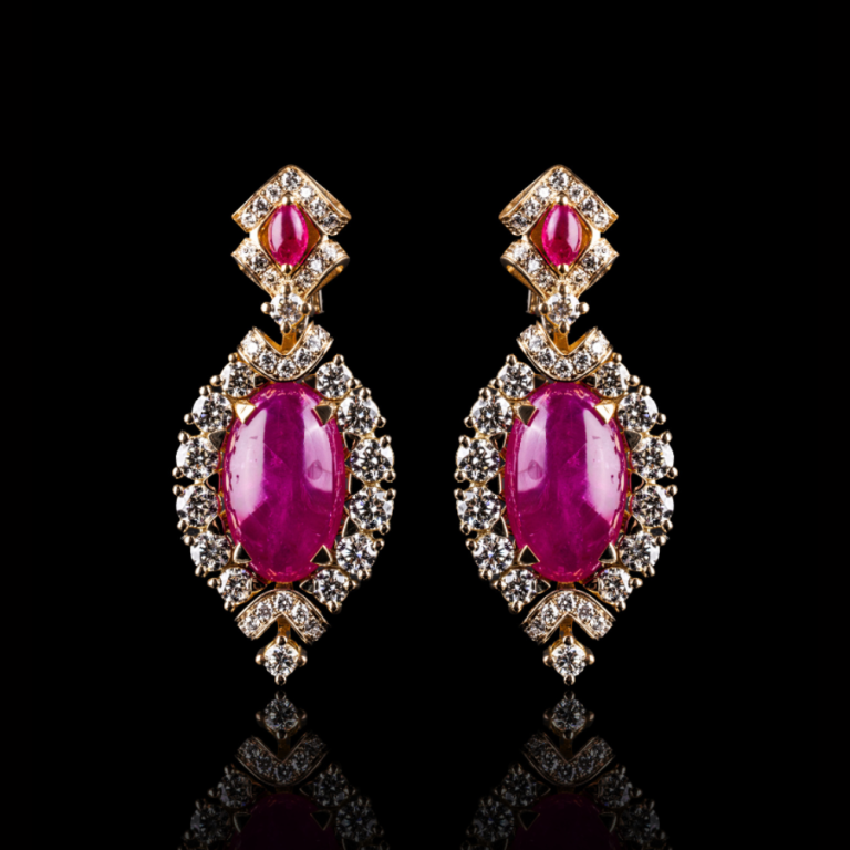Rubinia , Earrings with burmese ruby and diamonds&nbsp;