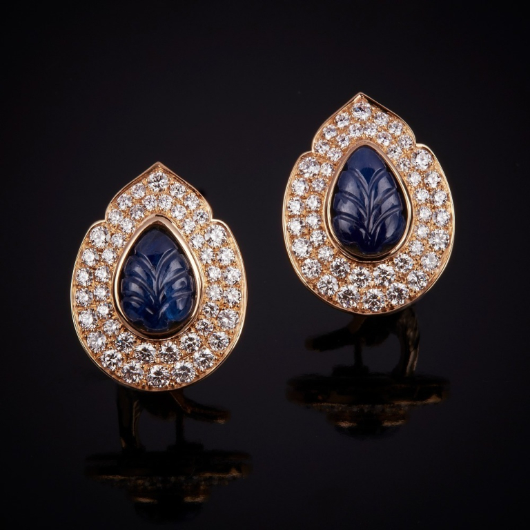 Patricia, Coloured gem and diamond earrings