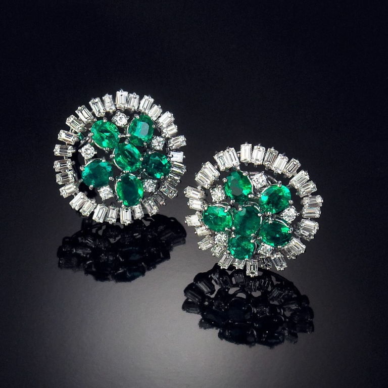 Gardenia, Coloured
gem and diamond earrings