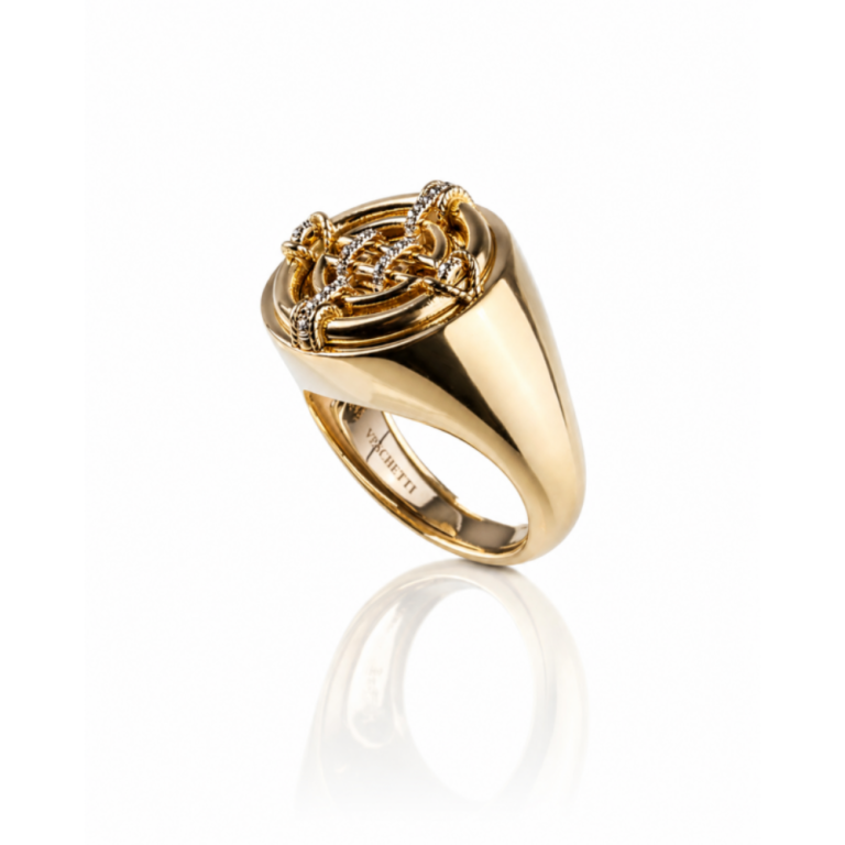 18 kt yellow gold ring with brilliant-cut diamonds