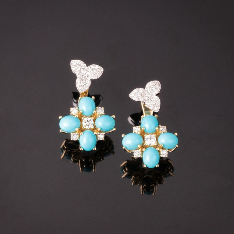 Fortuna, Hard stone and diamond earrings