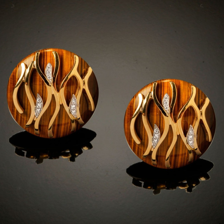 Fiamma, Hard stone and diamond earrings