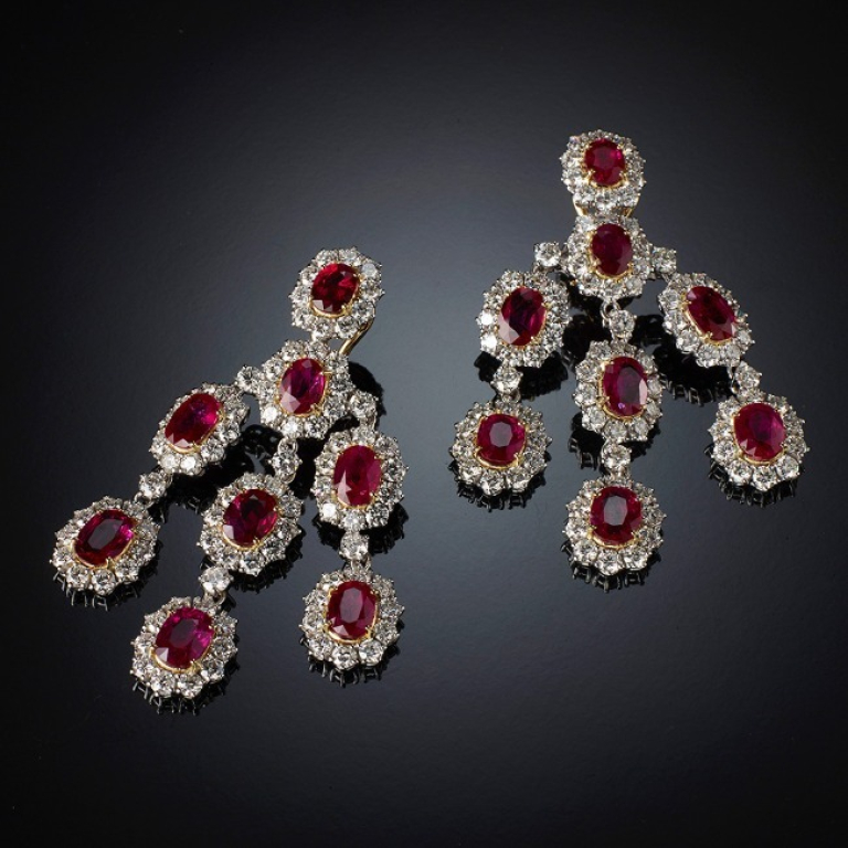 Fuoco, Coloud gem and diamond earrings 