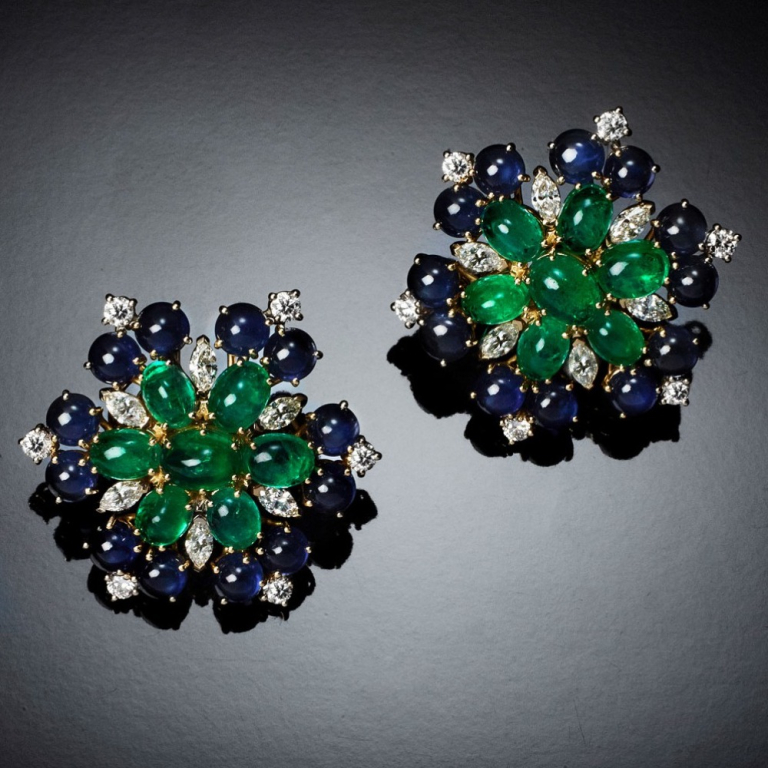 Genziana, Coloured gem and diamond earrings