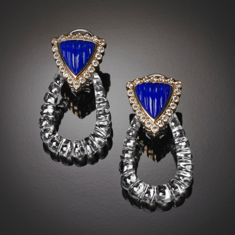 Cristallino , Hard stone and diamond earrings