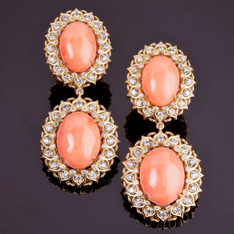 Elodie, Hard stone and diamond earrings