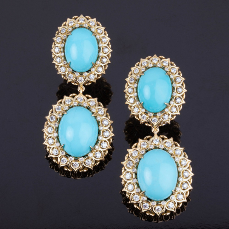 Elodie, Hard stone and diamond earrings