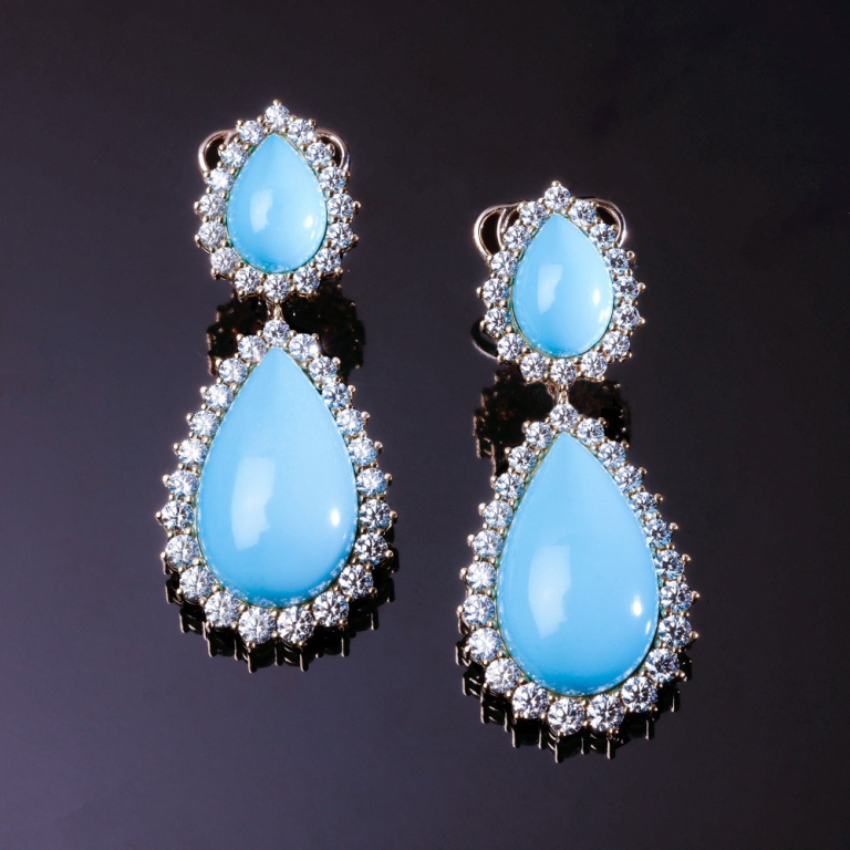 Frida, Hard stone and diamond earrings