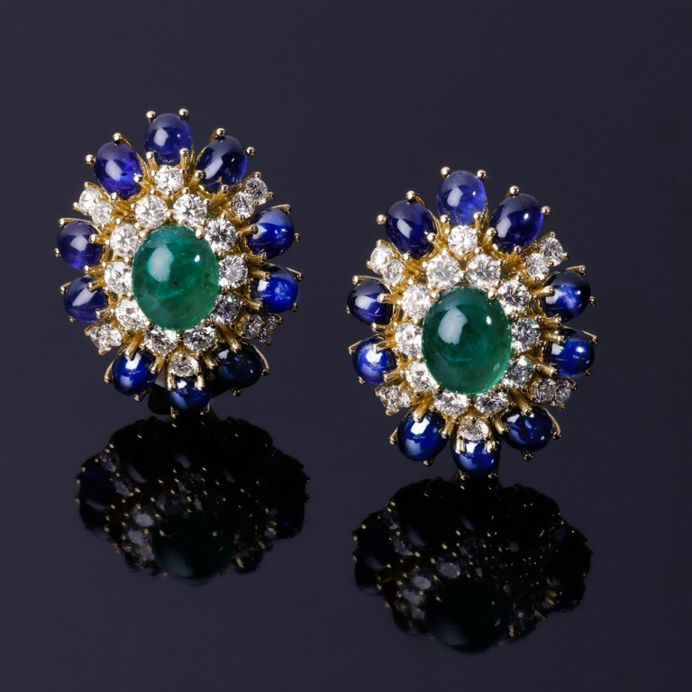 Miranda, Coloured gem and diamond earrings